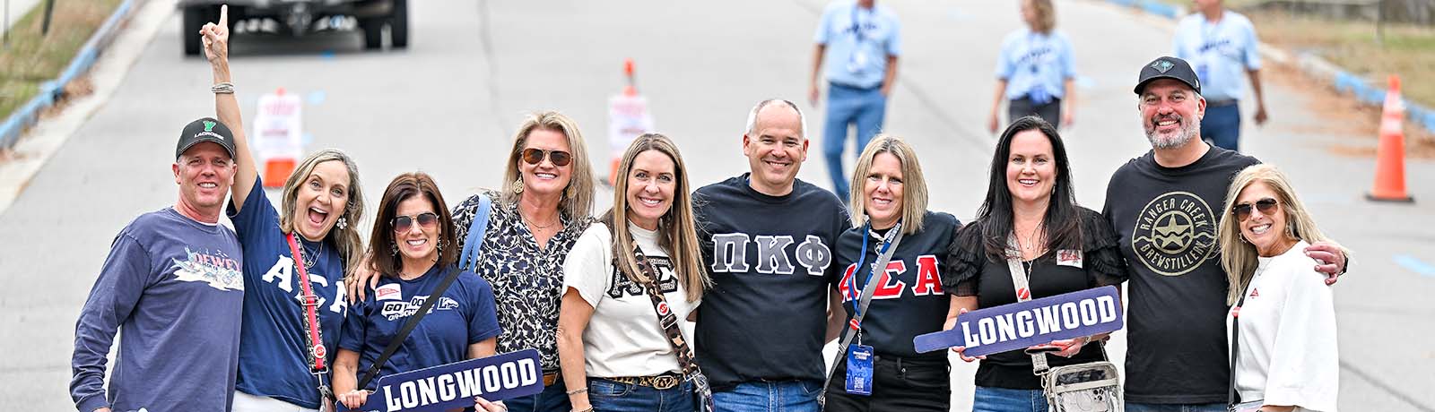 Longwood alumni gather together during a Homecoming event in Farmville.