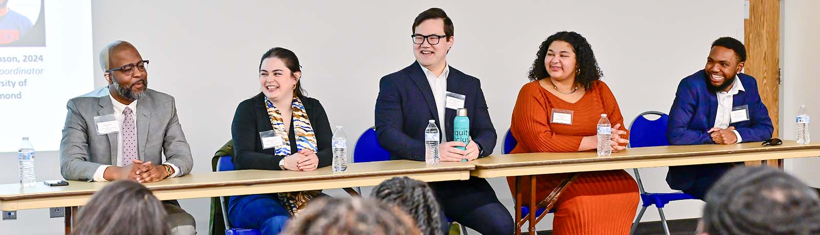 Longwood alumni share their experiences with students during a panel discussion.