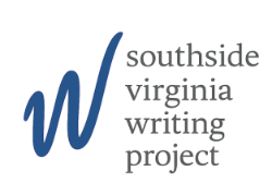 Logo for the Southside Virginia Writing Project, featuring a large, stylized blue 