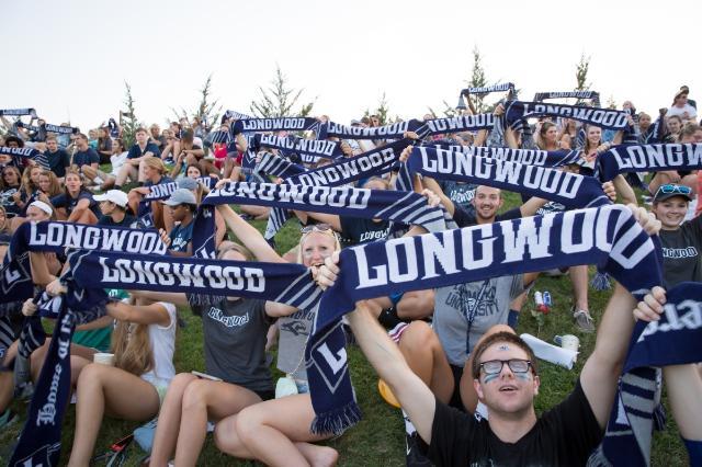 Crowd waving scarves at the GAME