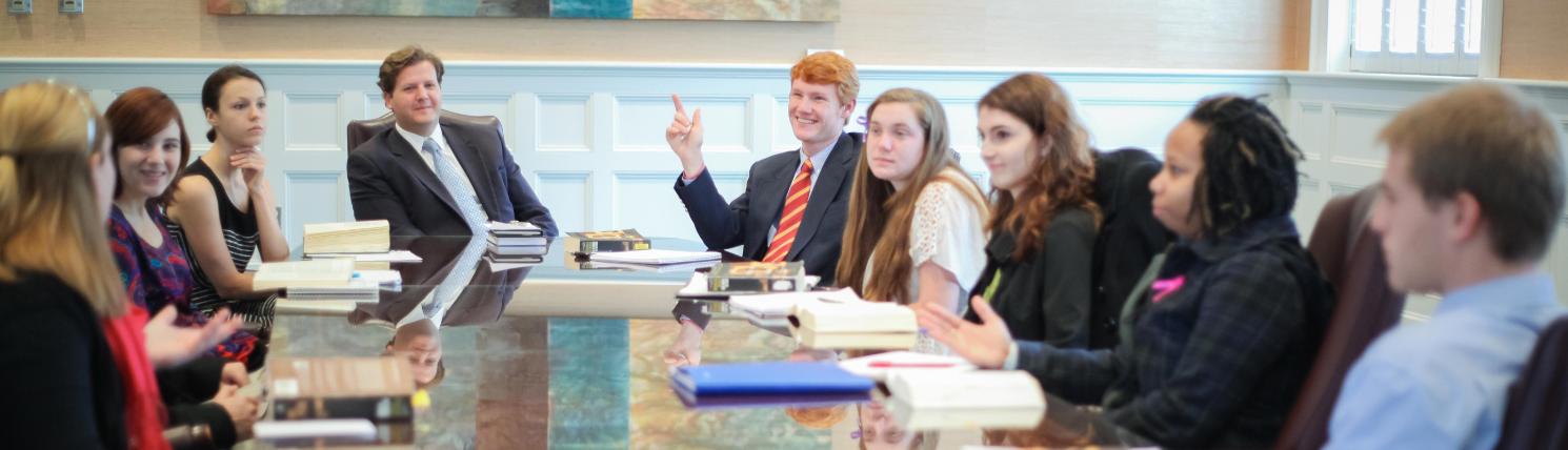President Reveley teaching a Leadership Studies class