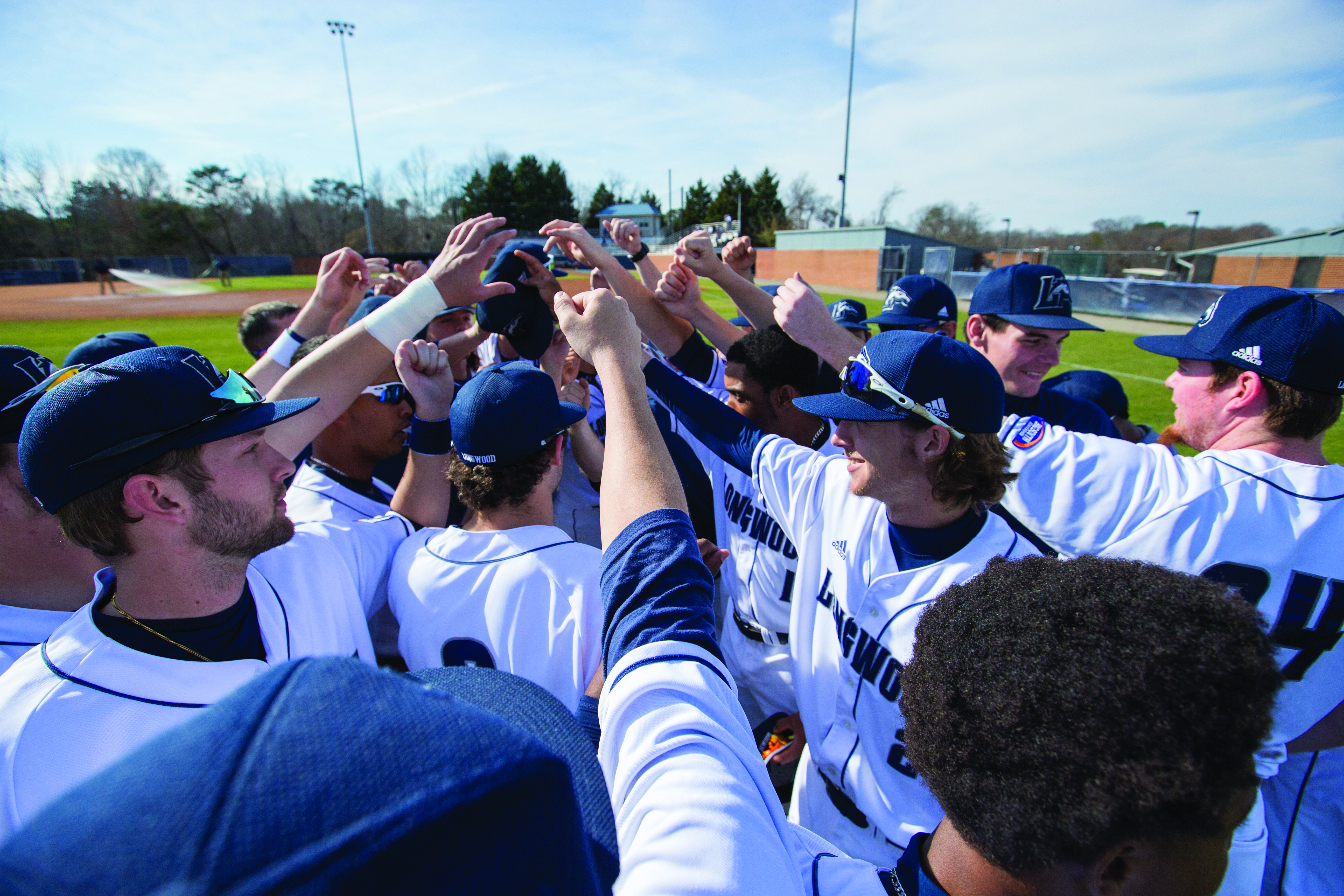 Longwood baseball, with the largest roster on campus, was one of 10 teams to post a GPA of at least 3.00 in fall 2017. Photo credit: Mike Kropf ’14