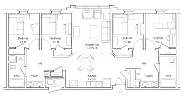 Lancer Park North/South Four Bedroom Center Floor Plan