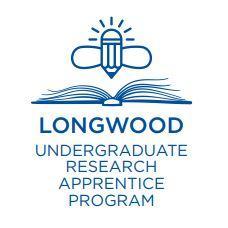 The image shows a logo for Longwood University's Undergraduate Research Apprentice Program (URAP). The design features a stylized pencil with rays of light above an open book, suggesting enlightenment or knowledge. The text below the image reads 