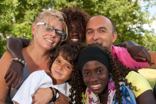 Smiling foster family