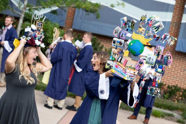 Seniors greet each other excitedly