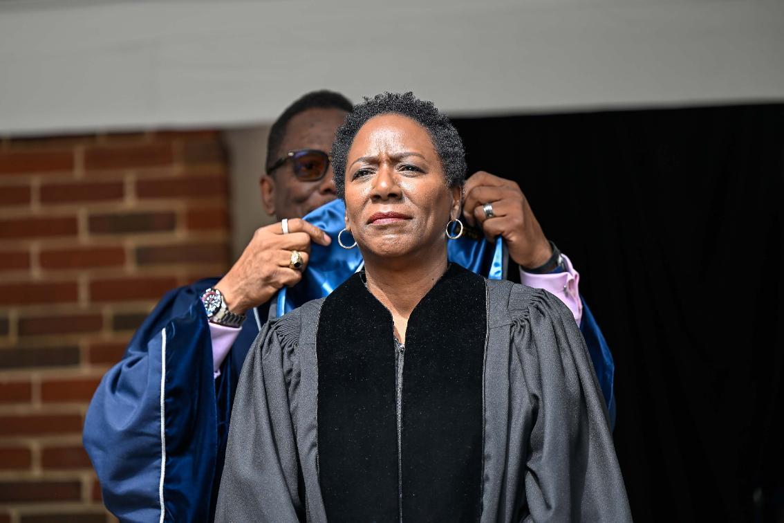 Celebrated historian Christy S. Coleman is presented with an honorary degree