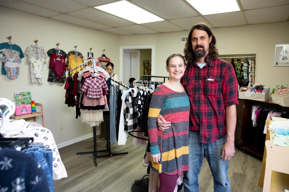 Drs. Adam and Sarai Blincoe pose in their new store, A Giving Tree, located in Farmville, Virginia