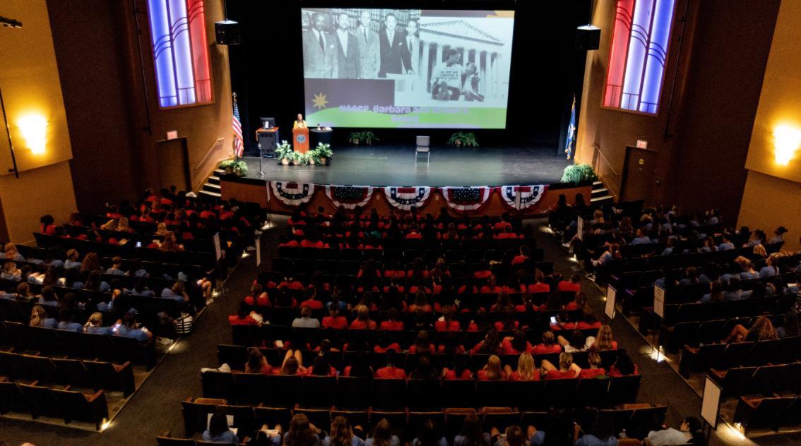 Hundreds of high-schoolers filled Jarman Auditorium for American Legion Auxiliary Virginia Girls State, marking Longwood’s 52nd year hosting the program.