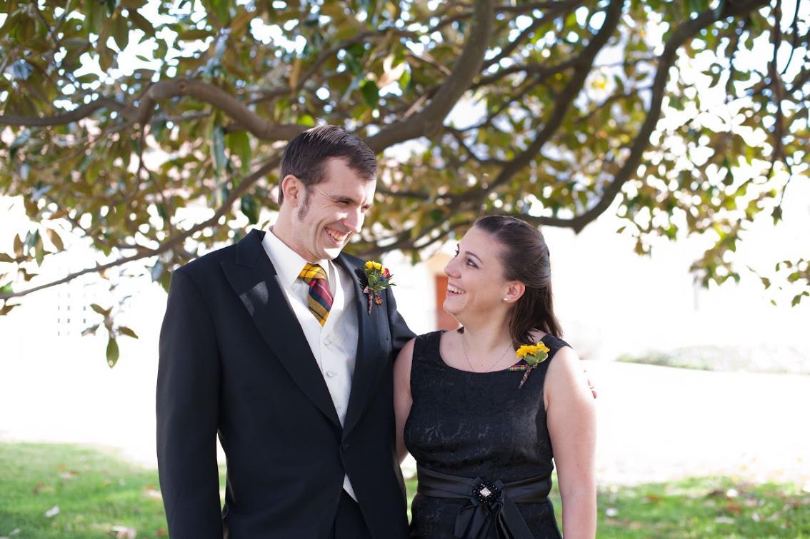 Ryan Buchanan '08 and Katherine Lusk '10 pose together ahead of Ryan's wedding.